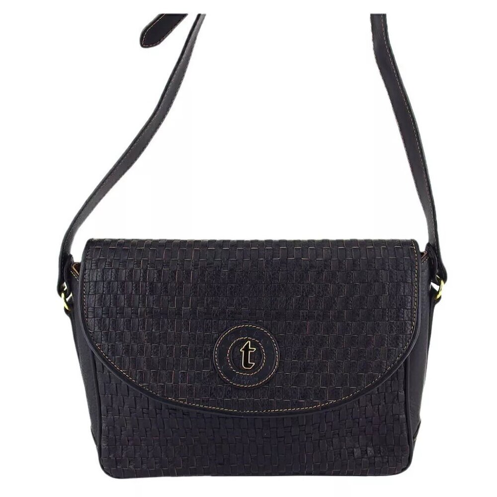 A. Testoni Shoulder Bag Logo Mark Leather Authentic Used T19732